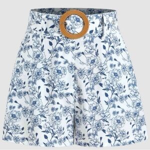 SOLD ⚠️Cider Blue and White Floral High Waist Shorts